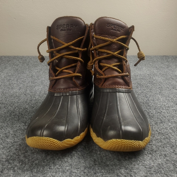 Sperry Saltwater Duck Boots Womens 7 Brown Leather Rain Snow STS91176 - Picture 5 of 13